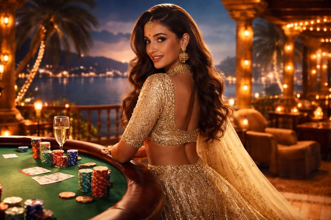 Poker game featuring traditional Indian attire in Lucknow old city